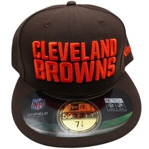 New Era Cleveland Browns Hat Mens 7 7/8 Brown NFL On-Field 59FIFTY Fitted Cap